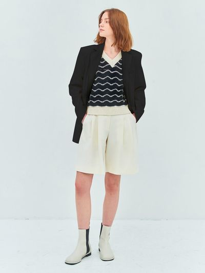 MOAT (SS ver.)SLEEVE PINTUCK MERINO JACKET(moat black)