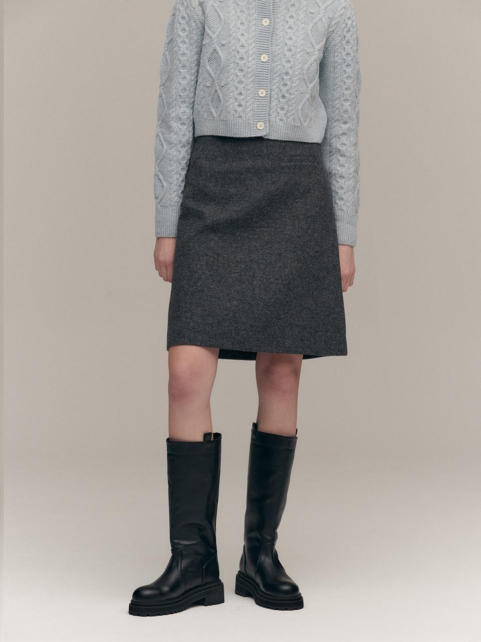 MOAT WOOL MIDI SKIRT (dust gray)
