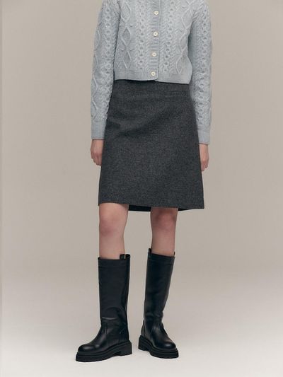 MOAT WOOL MIDI SKIRT (dust gray)
