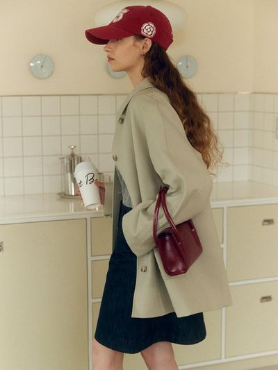 MOAT Wool Trench Half Coat_Ash Forest