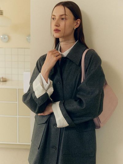 MOAT Wool Trench Half Coat_Dust Gray