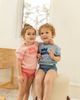 Mocha Mocha Checkered Mini Bestie 2 Piece Set Short Sleeve Top and Ribbed Shorts - 2