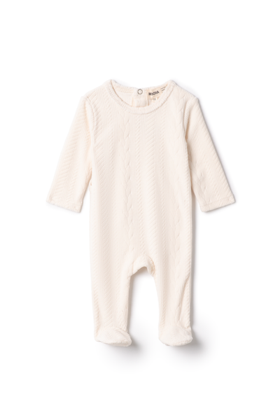 Mocha Mocha Girl Cable Textured Velour Romper