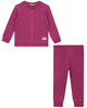 Mocha Mocha Stretch Waffle 2 Piece Long Sleeve VNeck Top and Pants Set - 1