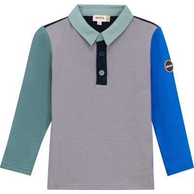 Mocha Mocha Woven Long Sleeve Contrast Polo