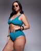 Moda Minx Curve Moda Minx Curve scrunch brazilian bikini bottom in teal-Blue - 2