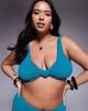 Moda Minx Curve Moda Minx Curve scrunch knot front bikini top in teal-Blue - 2