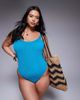 Moda Minx Curve Moda Minx Curve scrunch swimsuit with knot detail in teal-Blue - 2