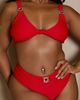 Moda Minx Curve Moda Minx Curve X Bernadette Afia knot front bikini top with gem details in red - 3