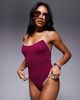 Moda Minx Moda Minx contrast binding swimsuit in berry-Red - 1