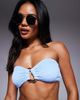 Moda Minx Moda Minx scrunch bandeau bikini top with irregular hoop detail in icy blue - 1