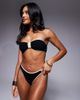 Moda Minx Moda Minx scrunch contrast binding brazilian bikini bottom in black - 4