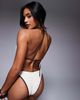 Moda Minx Moda Minx scrunch contrast binding halter bikini top in cream-White - 2