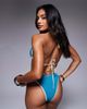 Moda Minx Moda Minx scrunch contrast binding halter bikini top in teal-Blue - 2