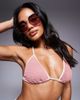 Moda Minx Moda Minx scrunch contrast binding triangle bikini top in clay pink - 1