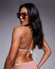 Moda Minx Moda Minx scrunch contrast binding triangle bikini top in clay pink - 2