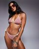 Moda Minx Moda Minx scrunch contrast binding triangle bikini top in clay pink - 3