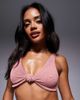 Moda Minx Moda Minx scrunch knot front bikini top in clay pink - 1