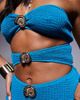 Moda Minx Moda Minx shell detail cut out swimsuit in teal-Blue - 3