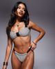 Moda Minx Moda Minx textured bikini top with contrast straps in monochrome stripe-Black - 4