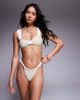 Moda Minx Moda Minx textured bikini top with contrast straps in white stripe - 2