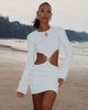 Moda Minx Moda Minx textured cut out mini dress in cream-White - 1