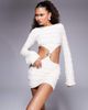 Moda Minx Moda Minx textured cut out mini dress in cream-White - 3