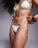 Moda Minx Moda Minx tie side bikini bottom with ruffle detailing in cream and brown-White - 3