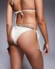 Moda Minx Moda Minx tie side bikini bottom with ruffle detailing in cream and brown-White - 4