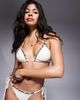 Moda Minx Moda Minx triangle bikini top with ruffle detailing in cream and brown-White - 1