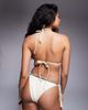 Moda Minx Moda Minx triangle bikini top with ruffle detailing in cream and brown-White - 4