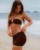 Moda Minx Moda Minx x Agnes Pimentel scrunch contrast binding mini beach skirt in coffee-Brown - 2