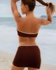 Moda Minx Moda Minx x Agnes Pimentel scrunch contrast binding mini beach skirt in coffee-Brown - 4