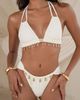 Moda Minx Moda Minx x Alejandra Vidal high leg bikini bottom with shell trim in coconut-White - 3
