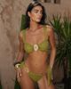 Moda Minx Moda Minx x Zoe Servini glitter tie side bikini bottom in olive-Green - 1
