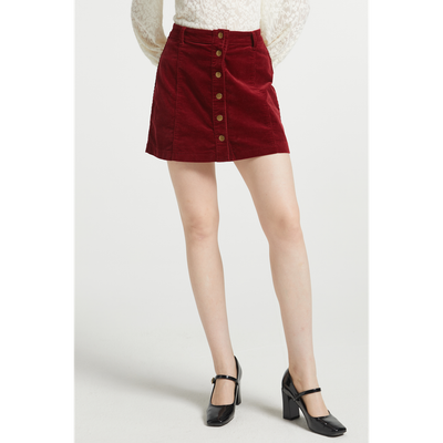 ModCloth ModCloth Vogue on Vinyl Button Front Corduroy Skirt