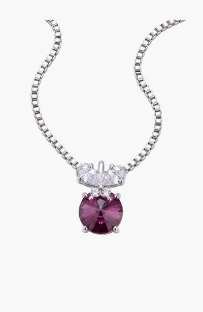 Modenaire Modenaire Amethyst Round Butterfly Accent Pendant Necklace