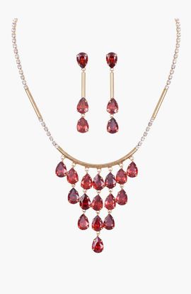 Modenaire Modenaire Apple Crystal Necklace and Earring Set