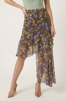 Modenaire Modenaire Asymmetric Floral Midi Skirt