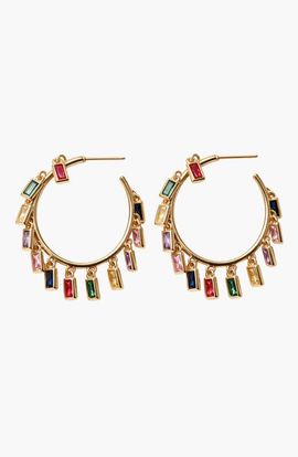 Modenaire Modenaire Baguette Crystal Dangle Hoop Statement Earrings