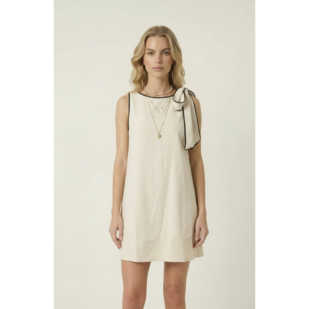 Modenaire Modenaire Contrast Trim Bow Mini Dress