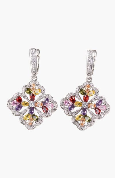Modenaire Modenaire Crystal Floral Cluster Statement Drop Earrings