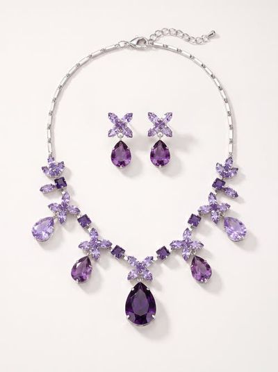 Modenaire Modenaire Crystal Necklace and Earrings Set