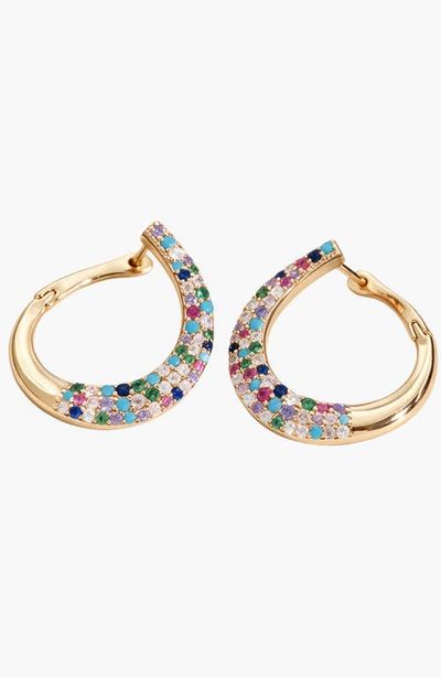 Modenaire Modenaire Crystal Pave Double Row Statement Hoop Earrings
