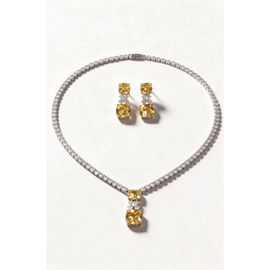 Modenaire Modenaire Crystal Pendant Necklace And Matching Drop Earring Jewelry Set