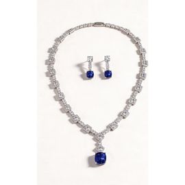 Modenaire Modenaire Crystal Pendant Necklace And Matching Drop Earring Set