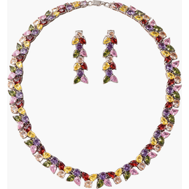 Modenaire Modenaire Crystal Tennis Necklace And Matching Drop Earring Set