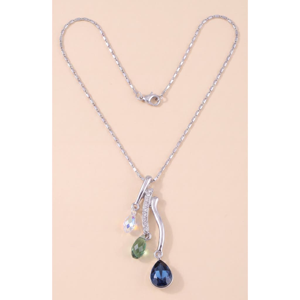 Modenaire Modenaire Crystal Trio Teardrop Pendant Necklace
