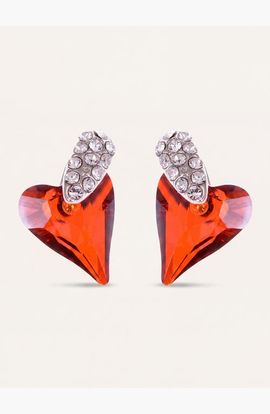 Modenaire Modenaire Dangle Crystal Heart Earrings