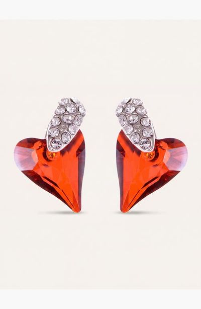 Modenaire Modenaire Dangle Crystal Heart Earrings